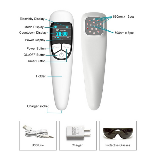 Laser Rojo Infrarojo | Terapia de alivio del dolor | Luz fría